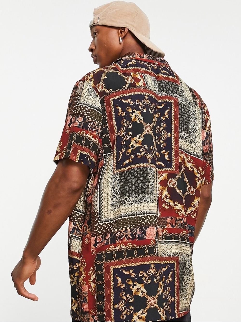 ASOS Relaxed Deep Reverse Shirt In Patchwork Baroque Print - Picture 2 of 6